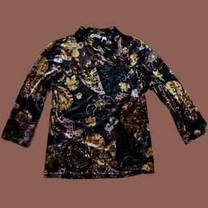 Vintage Velvet Massini Blouse Dark Academia Floral Whimsygoth